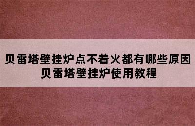 贝雷塔壁挂炉点不着火都有哪些原因 贝雷塔壁挂炉使用教程